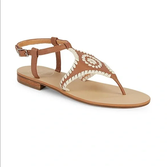 Jack Rogers sandals size 8, brown and white leather - Picture 1 of 14